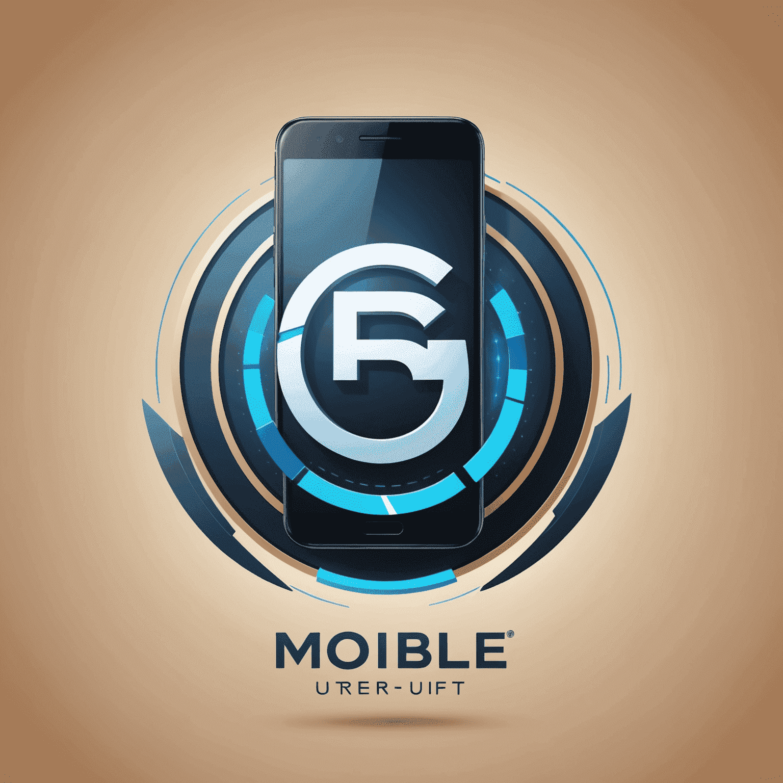 Top Up Mobile & Internet Logo - A futuristic design with a stylized mobile phone and 5G symbol