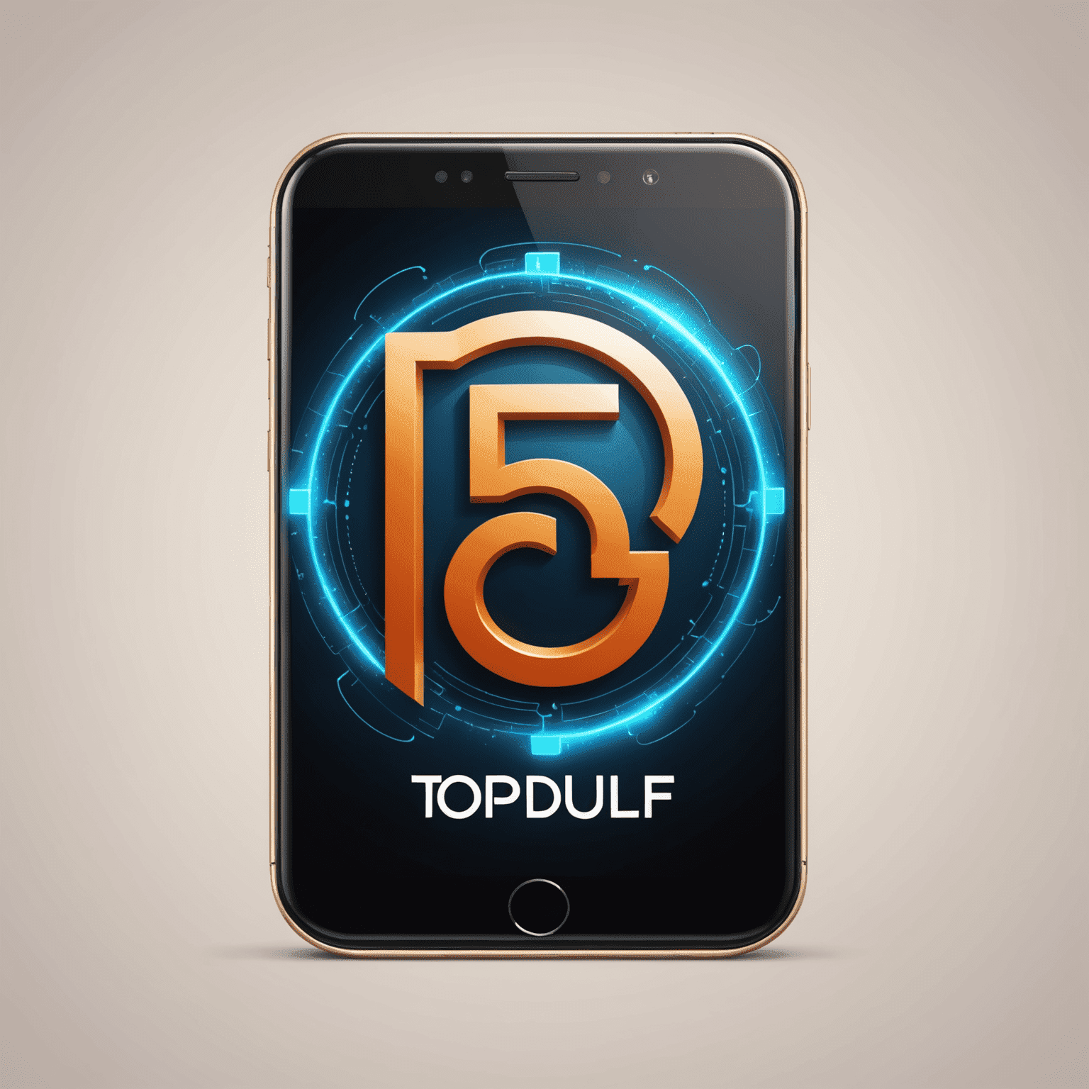 Top Up Mobile & Internet Logo - A futuristic design with a stylized mobile phone and 5G symbol