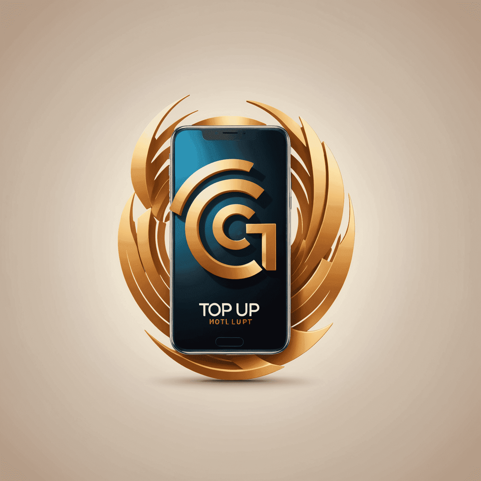 Top Up Mobile & Internet Logo - A futuristic design with a stylized mobile phone and 5G symbol